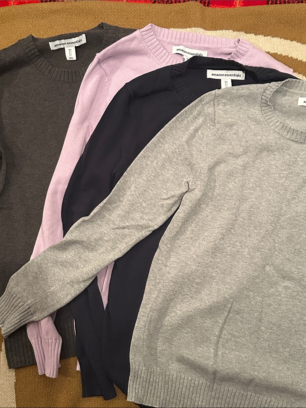 4-Pack Amazon Essentials Sweater Bundle - Dark Gray, Lavender, Navy, Light Gray